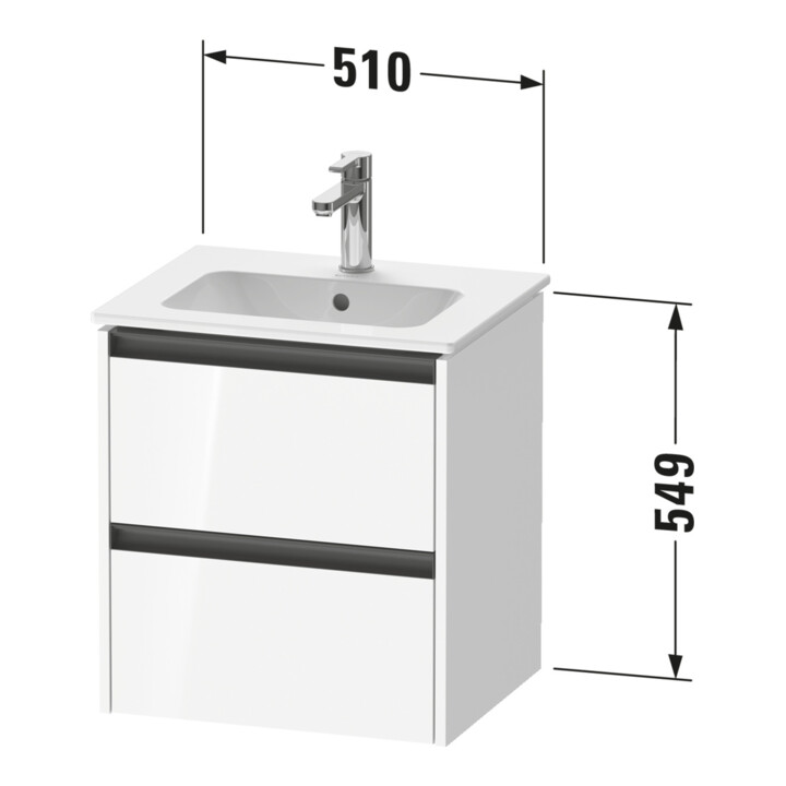 Duravit Meuble sous lavabo Ketho.2 51x42x54,9 cm, 2 tiroirs, suspendu, blanc œuf