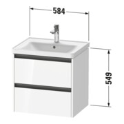 Duravit Meuble sous-lavabo Ketho.2 58,4x45,5 cm, bas, 2 tiroirs, suspendu-3