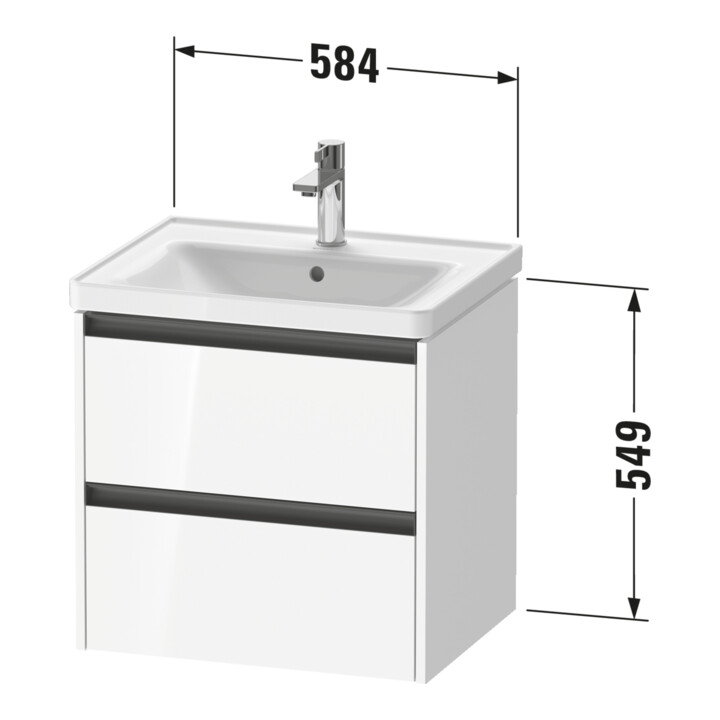 Duravit Meuble sous-lavabo Ketho.2 58,4x45,5 cm, bas, 2 tiroirs, suspendu
