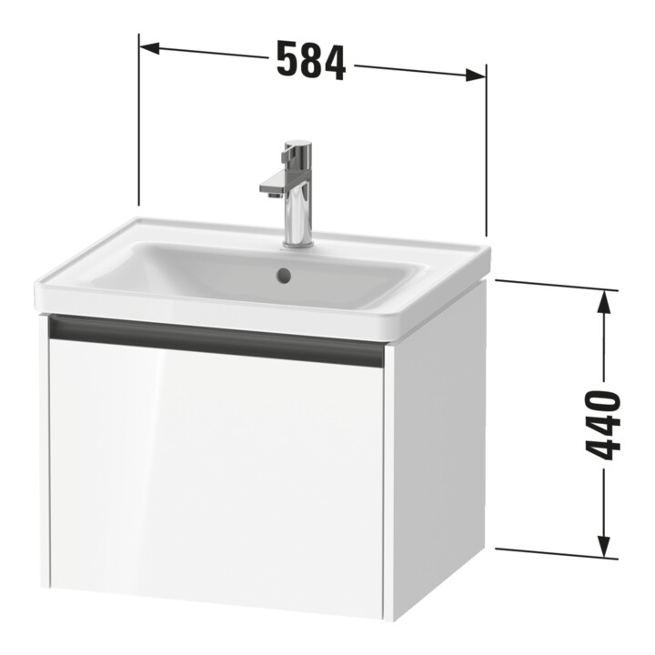 Duravit Meuble sous-lavabo Ketho.2 58,4x45,5 cm, graph ma, 1 tiroir, suspendu