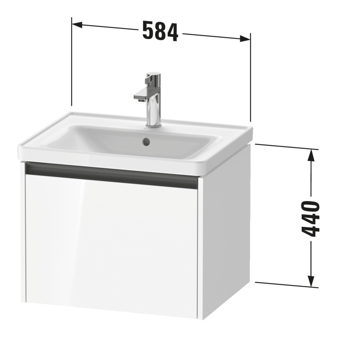 Duravit Meuble sous-lavabo Ketho.2 58,4x45,5cm, blanc mat, 1 tiroir, suspendu