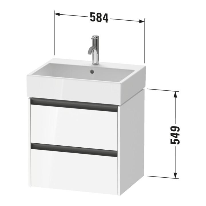 Duravit Meuble sous-lavabo Ketho.2 58,4x46 cm, blanc mat, 2 tiroirs, suspendu