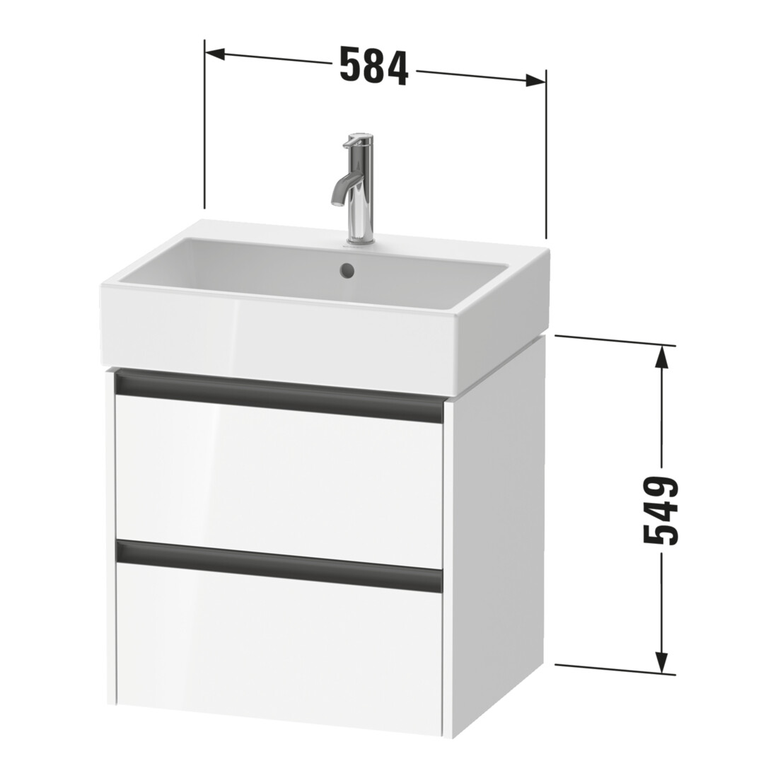 Duravit Meuble sous-lavabo Ketho.2 58,4x46cm, blanc mat, 2 tiroirs, suspendu