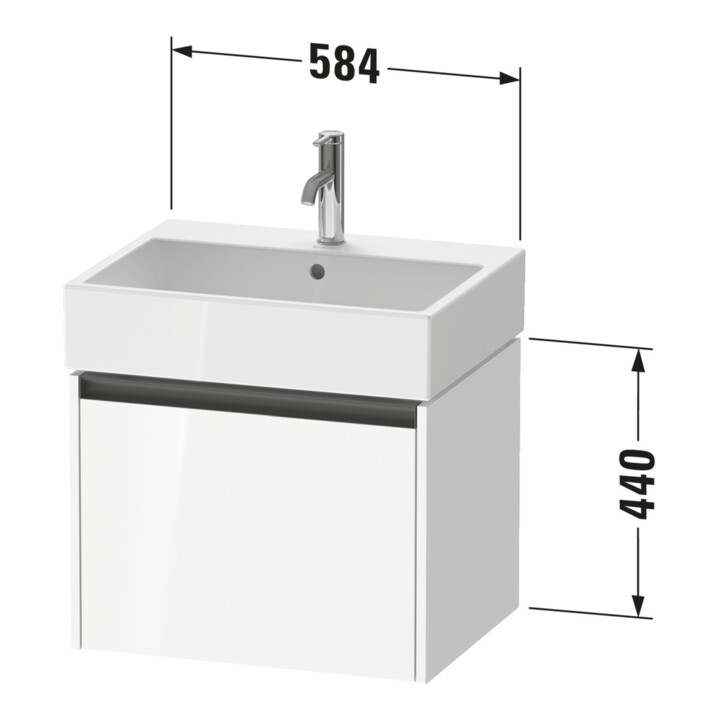 Duravit Meuble sous-lavabo Ketho.2 58,4x46cm, graph ma, 1 tiroir, suspendu