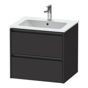 Duravit Meuble sous-lavabo Ketho.2 61x48 cm, graphite mat, 2 tiroirs, suspendu