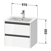 Duravit Meuble sous-lavabo Ketho.2 61x48 cm, graphite mat, 2 tiroirs, suspendu-3