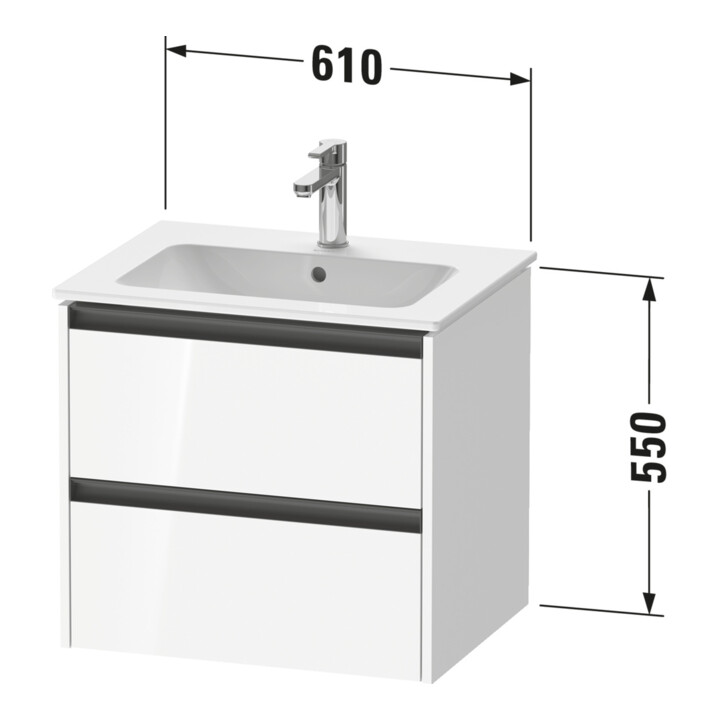 Duravit Meuble sous-lavabo Ketho.2 61x48 cm, graphite mat, 2 tiroirs, suspendu