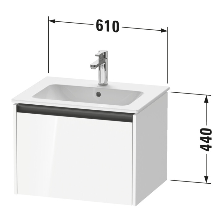 Duravit Meuble sous lavabo Ketho.2 61x48 cm, tau mat, 1 tiroir, suspendu
