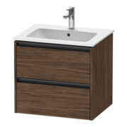 Duravit Meuble sous-lavabo Ketho.2 61x48cm, noyer foncé, 2 tiroirs, suspendu