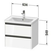 Duravit Meuble sous lavabo Ketho.2 63,4x45,5 cm, graphite mat, 2 tiroirs, suspendu-3