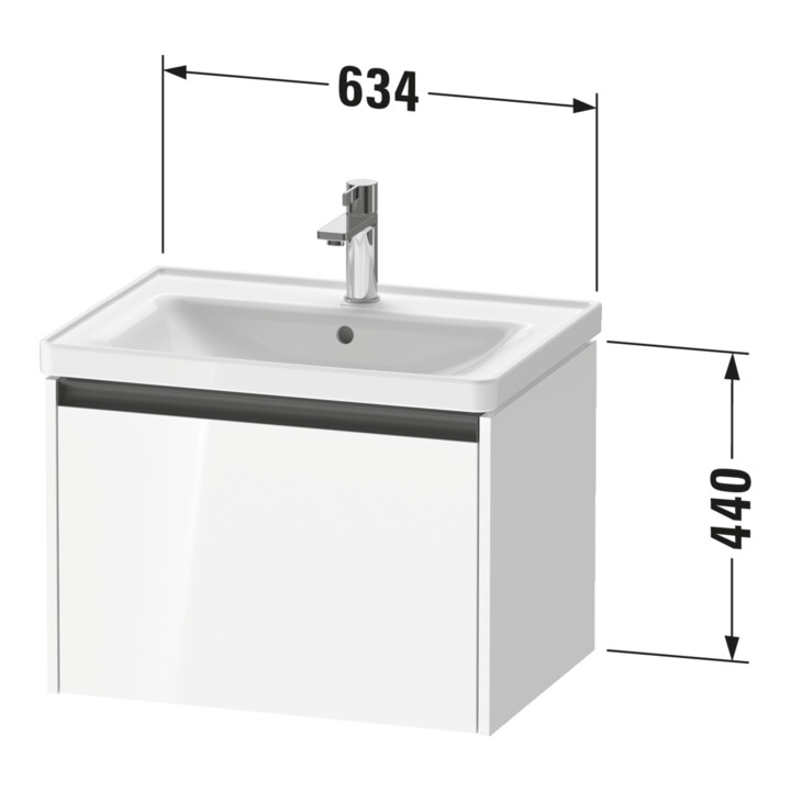 Duravit Meuble sous lavabo Ketho.2 63,4x45,5cm, blanc, 1 tiroir, suspendu
