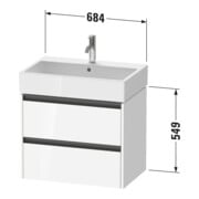 Duravit Meuble sous lavabo Ketho.2 68,4x46 cm, graphite mat, 2 tiroirs, suspendu-3