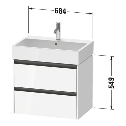 Duravit Meuble sous lavabo Ketho.2 68,4x46 cm, noyer foncé, 2 tiroirs, suspendu