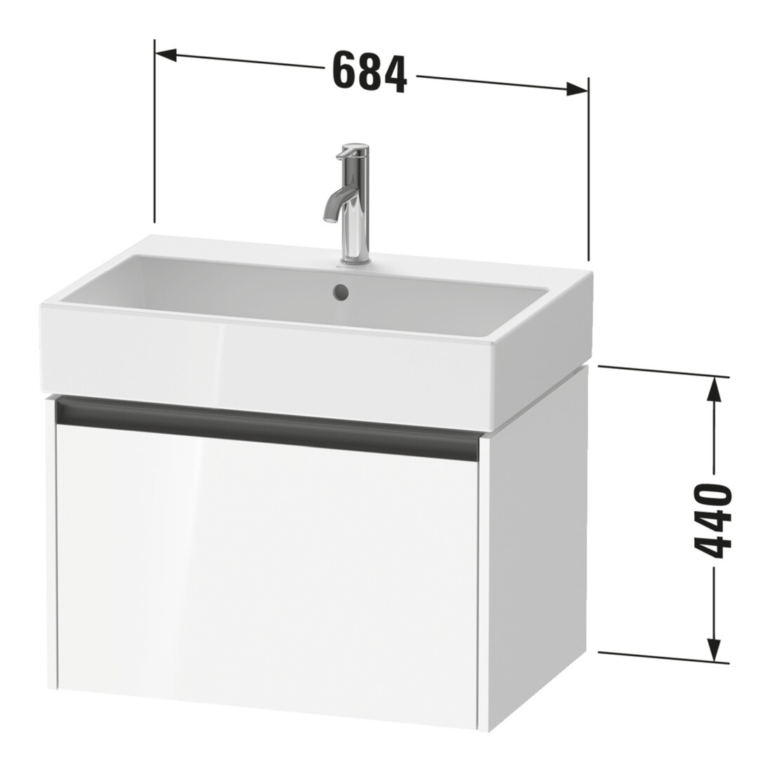 Duravit Meuble sous lavabo Ketho.2 68,4x46 cm, œuf marbré, 1 tiroir, suspendu