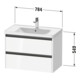 Duravit Meuble sous lavabo Ketho.2 78,4x45,5 cm, blanc mat, 2 tiroirs, suspendu