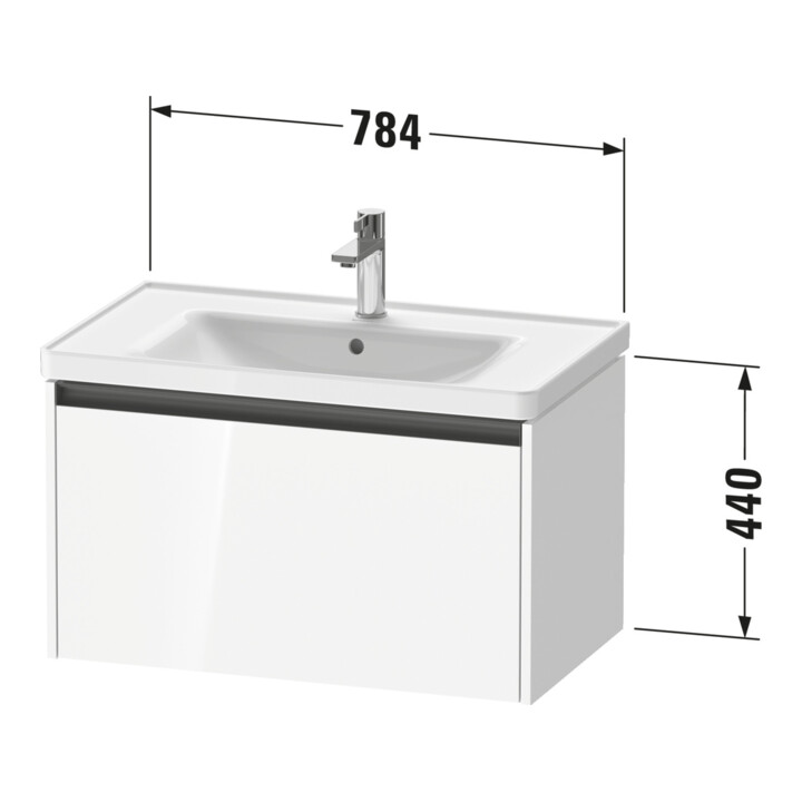 Duravit Meuble sous lavabo Ketho.2 78,4x45,5 cm, graphite mat, 1 tiroir, suspendu