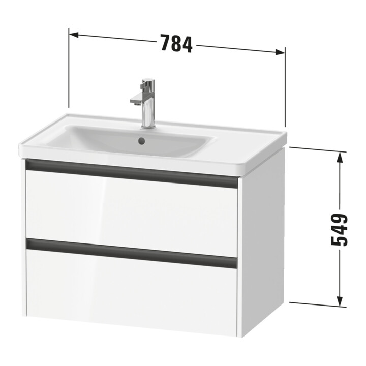 Duravit Meuble sous-lavabo Ketho.2 78,4x45,5x54,9 cm, avec siphon à gauche, sans éclairage