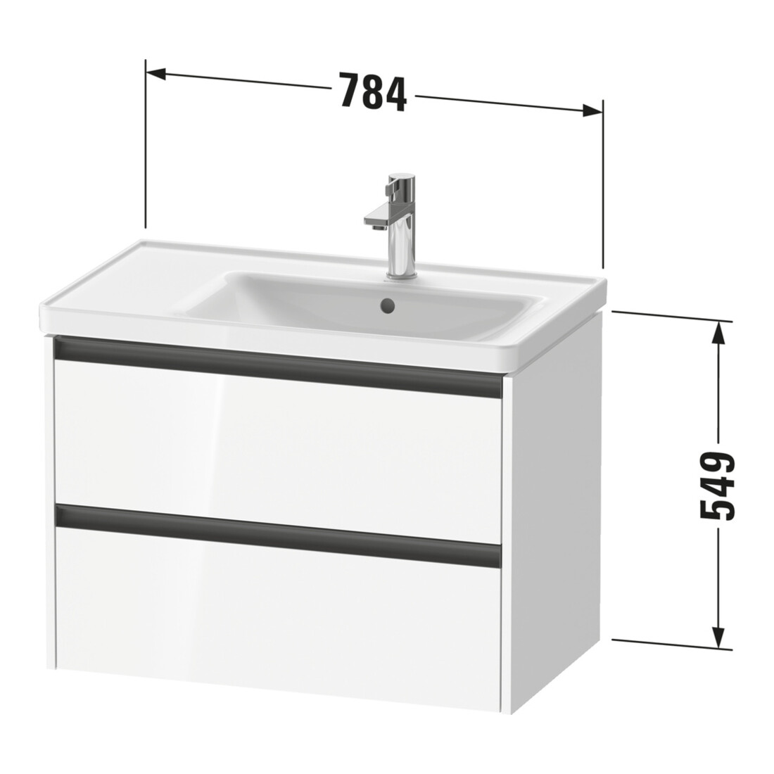 Duravit Meuble sous-lavabo Ketho.2 78,4x45,5x54,9 cm, pour lavabo à droite, basique, mat