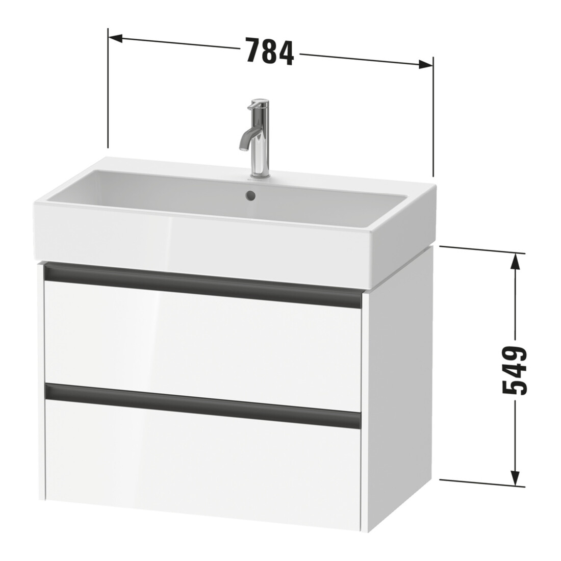 Duravit Meuble sous-lavabo Ketho.2 78,4x46 cm, blanc mat, 2 tiroirs, suspendu