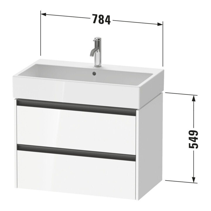 Duravit Meuble sous-lavabo Ketho.2 78,4x46 cm, graphite mat, 2 tiroirs, suspendu