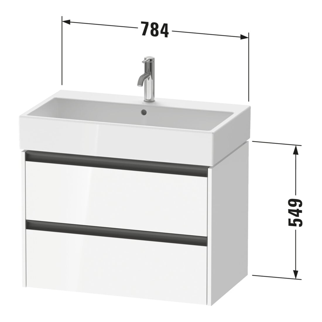 Duravit Meuble sous lavabo Ketho.2 78,4x46cm, blanc, 2 tiroirs, suspendu