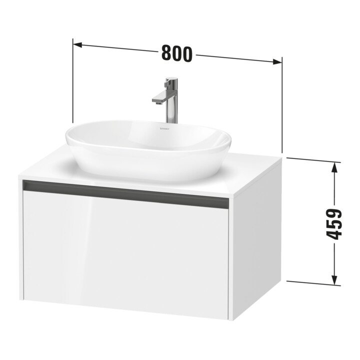 Duravit Meuble sous-lavabo Ketho.2 80x55 cm, E s, Pl m 1 découpe, suspendu
