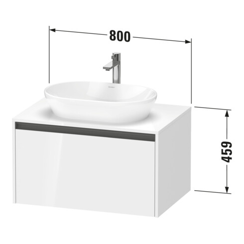Duravit Meuble sous-lavabo Ketho.2 80x55cm, blanc mat, plan avec 1 découpe, suspendu