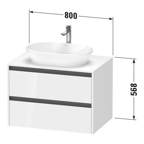 Duravit Meuble sous lavabo Ketho.2 80x55cm, gris, 1 découpe, suspendu