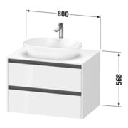 Duravit Meuble sous-lavabo Ketho.2 80x55cm, T m, Pl m 1 découpe, suspendu-3