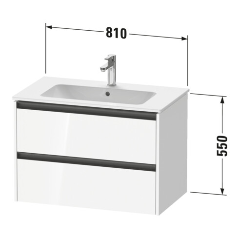 Duravit Meuble sous lavabo Ketho.2 81x48 cm, béton gris, 2 tiroirs, suspendu