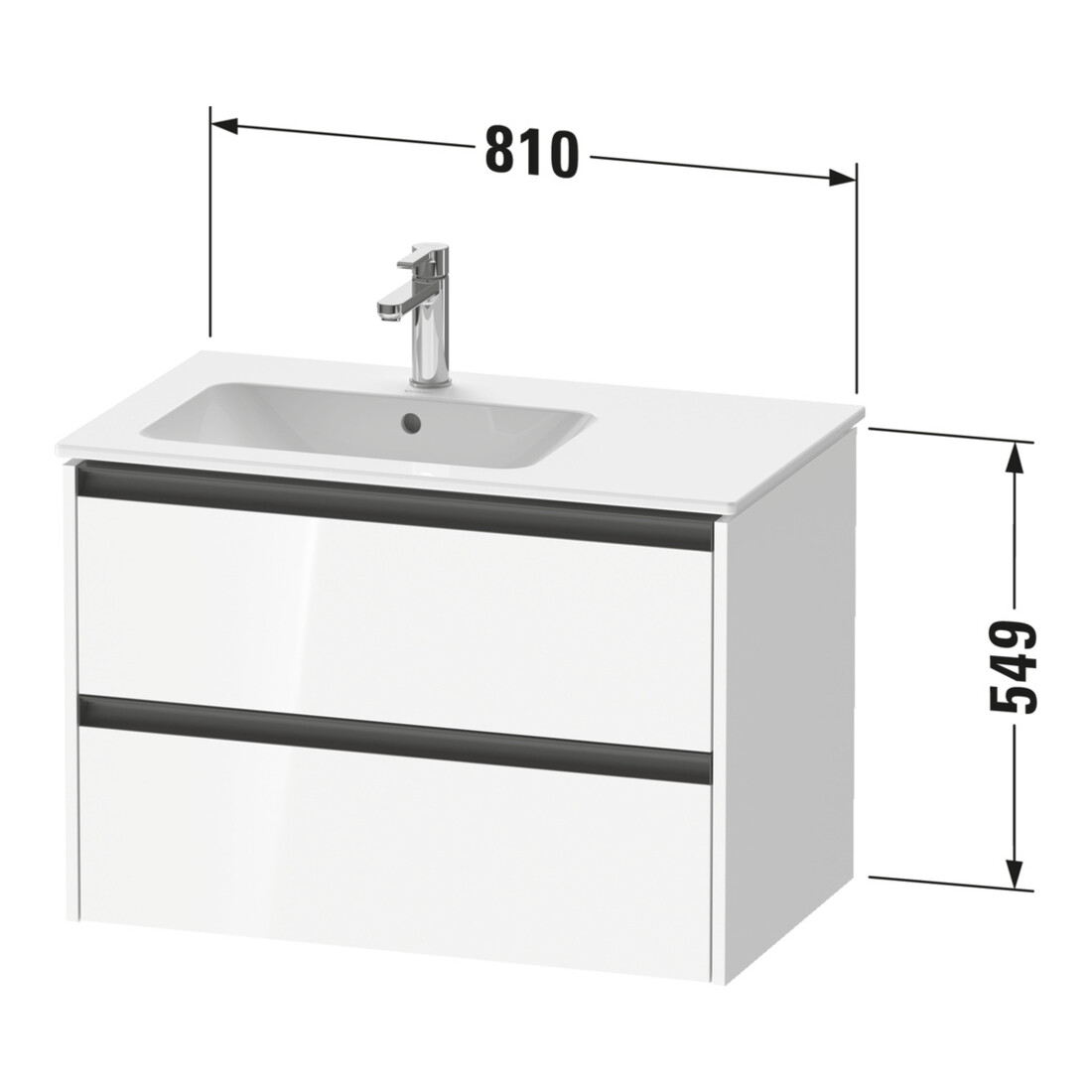 Duravit Meuble sous-lavabo Ketho.2 81x48x54,9 cm, pour vasque, à gauche, graphite mat