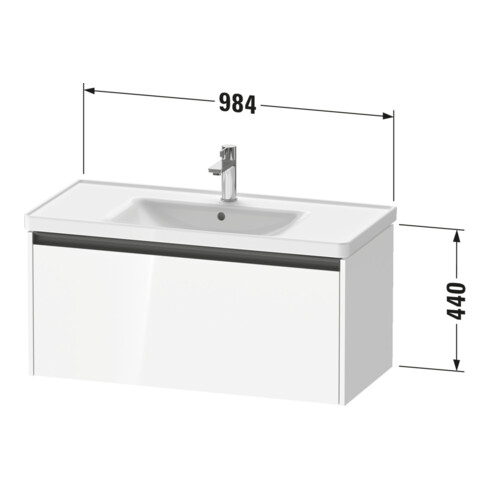 Duravit Meuble sous lavabo Ketho.2 98,4x45,5 cm, graphite mat, 1 tiroir, suspendu