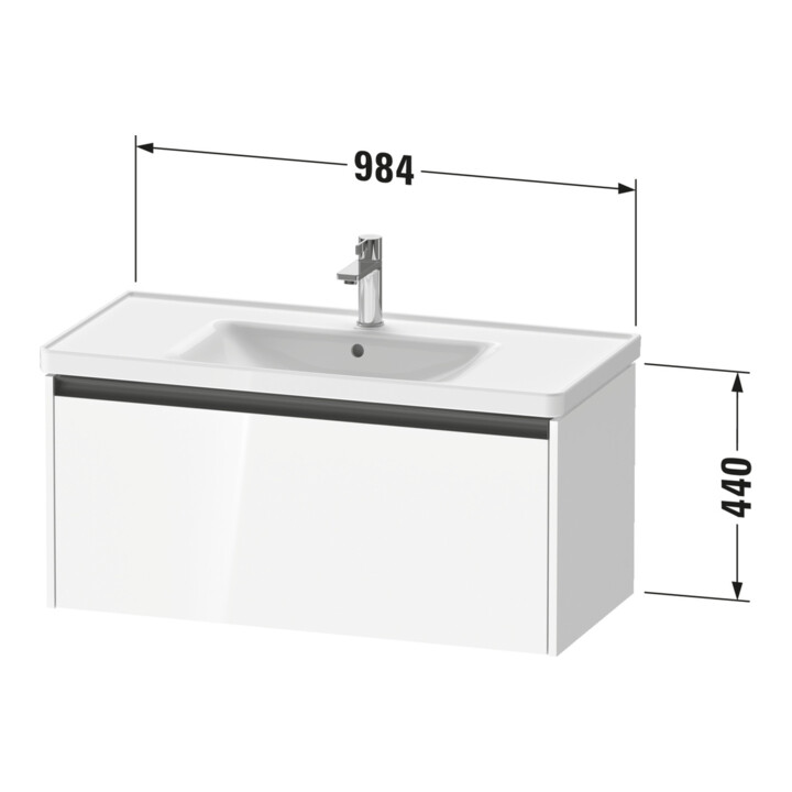 Duravit Meuble sous lavabo Ketho.2 98,4x45,5 cm, graphite mat, 1 tiroir, suspendu