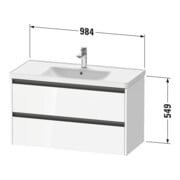Duravit Meuble sous-lavabo Ketho.2 98,4x45,5 cm, graphite mat, 2 tiroirs, suspendu-3