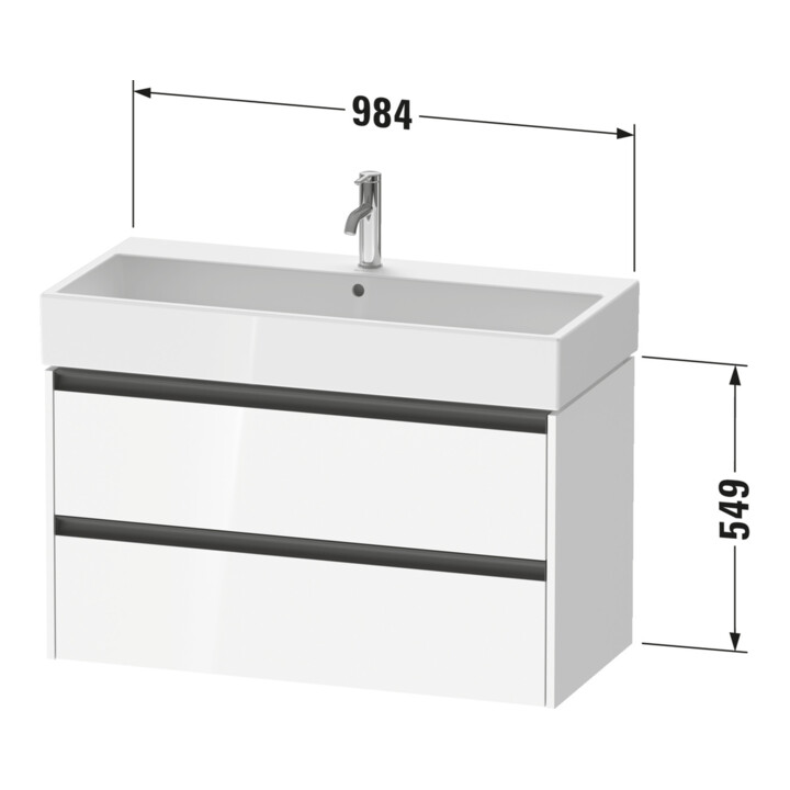 Duravit Meuble sous lavabo Ketho.2 98,4x46 cm, blanc mat, 2 tiroirs, suspendu
