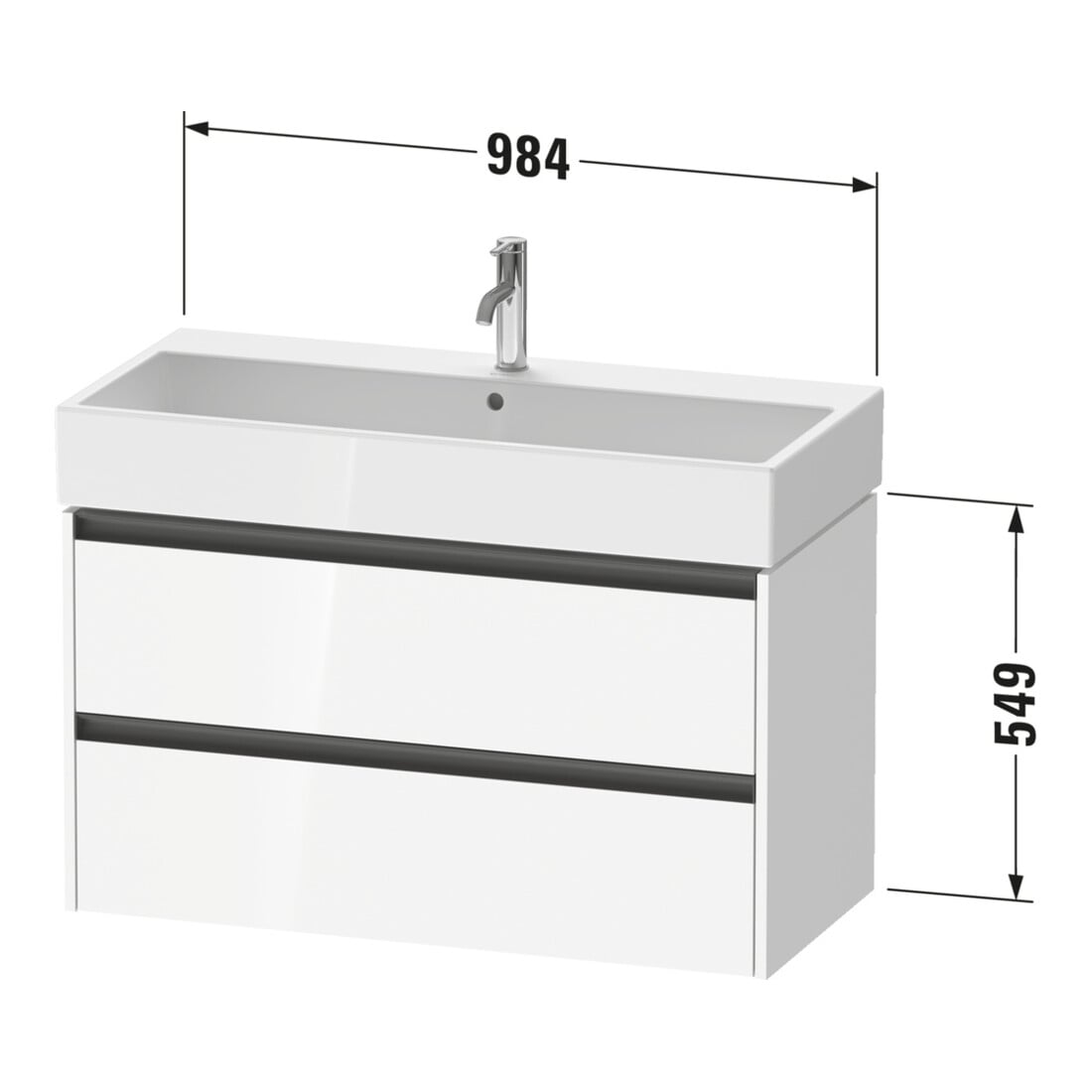 Duravit Meuble sous-lavabo Ketho.2 98,4x46 cm, Taupe mat, 2 tiroirs, suspendu
