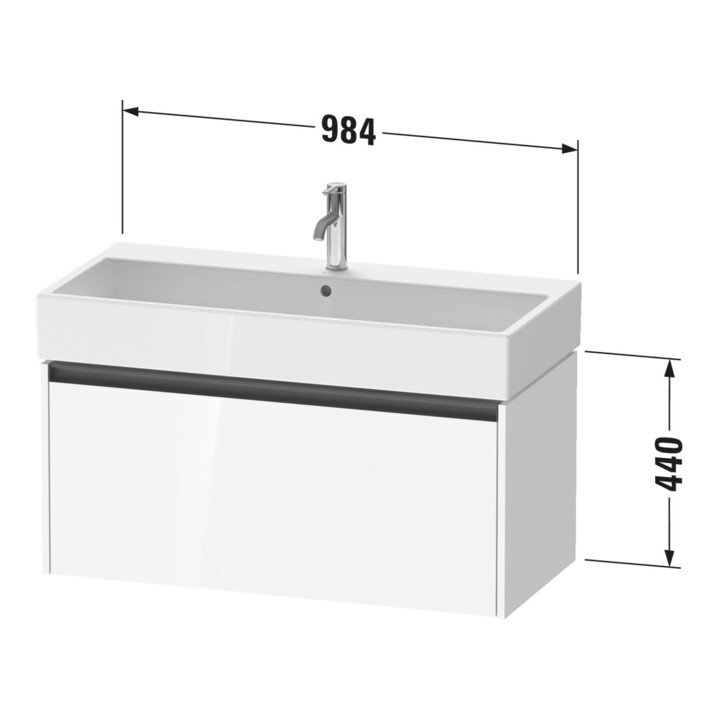 Duravit Meuble sous-lavabo Ketho.2 98,4x46cm, bas, 1 tiroir, suspendu