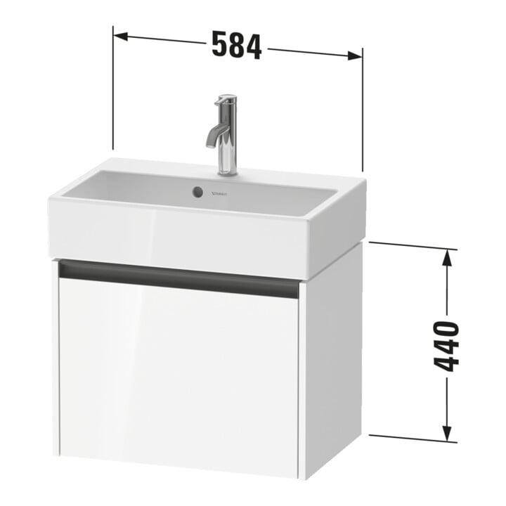 Duravit Meuble sous-lavabo Ketho.2 Compact 58,4x39x44 cm, 1 tiroir, suspendu, blanc mat