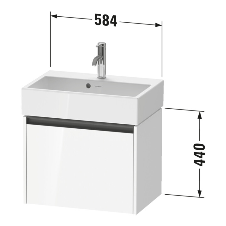 Duravit Meuble sous-lavabo Ketho.2 Compact 58,4x39x44cm, 1 tiroir, suspendu, graphite mat