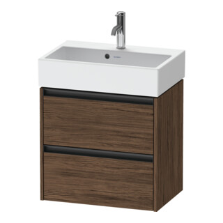 Duravit Meuble sous-lavabo Ketho.2 Compact 58,4x39x54,9 cm, 2 tiroirs, suspendu, noyer foncé