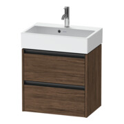 Duravit Meuble sous-lavabo Ketho.2 Compact 58,4x39x54,9 cm, 2 tiroirs, suspendu, noyer foncé