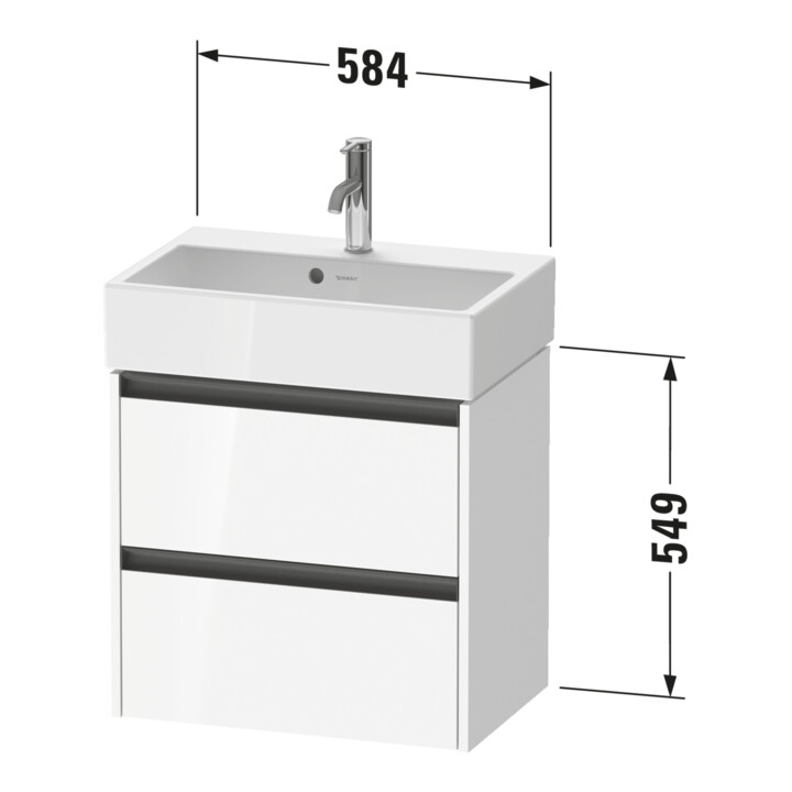 Duravit Meuble sous-lavabo Ketho.2 Compact 58,4x39x54,9cm, 2 tiroirs, suspendu, blanc mat