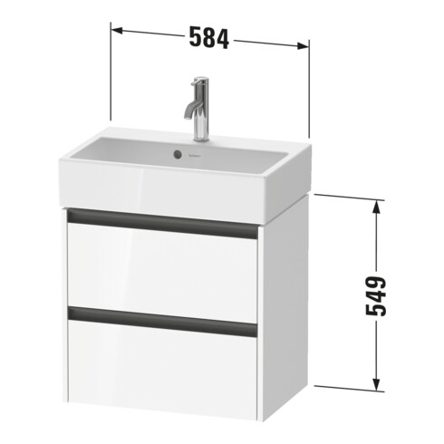 Duravit Meuble sous lavabo Ketho.2 Compact 58,4x39x54,9cm, 2 tiroirs, suspendu, lin
