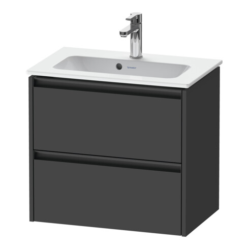Duravit Meuble sous lavabo Ketho.2 Compact 61x39 cm, gris graphite, 2 tiroirs, suspendu