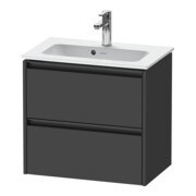Duravit Meuble sous lavabo Ketho.2 Compact 61x39 cm, gris graphite, 2 tiroirs, suspendu