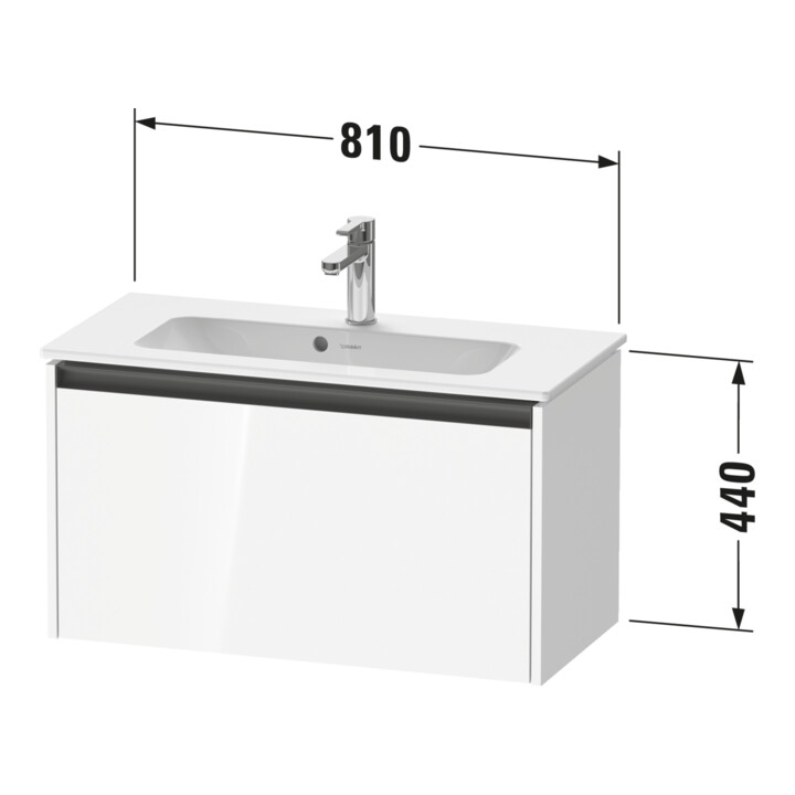 Duravit Meuble sous lavabo Ketho.2 Compact 81x39 cm, graphite mat, 1 tiroir, suspendu