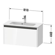 Duravit Meuble sous lavabo Ketho.2 Compact 81x39 cm, marbre œuf, 1 tiroir, suspendu-3