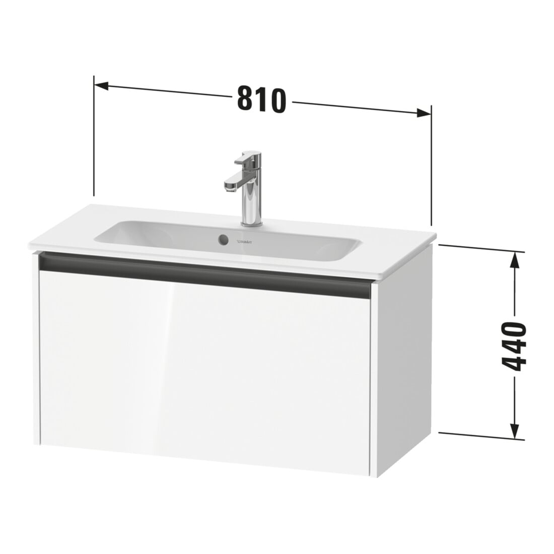 Duravit Meuble sous lavabo Ketho.2 Compact 81x39 cm, marbre œuf, 1 tiroir, suspendu