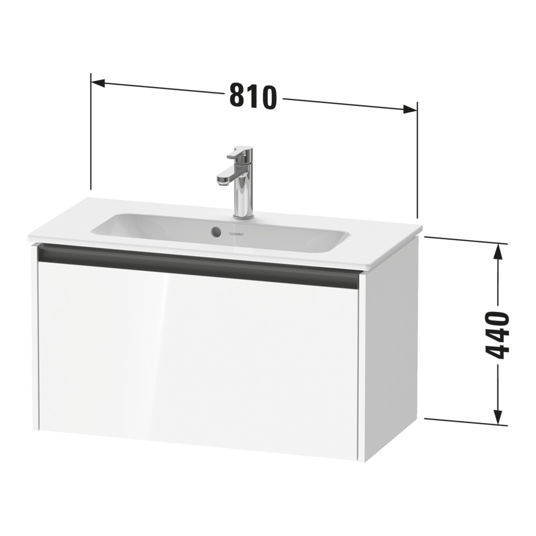 Duravit Meuble sous lavabo Ketho.2 Compact 81x39cm, blanc mat, 1 tiroir, suspendu