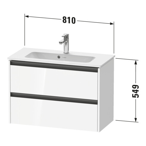 Duravit Meuble sous-lavabo Ketho.2 Compact 81x39cm, graphite mat, 2 tiroirs, suspendu